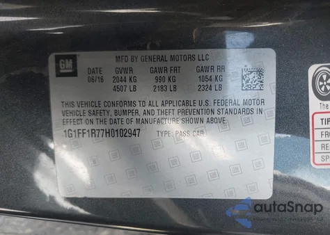 2017 Chevrolet Camaro 1Ss z USA, uszkodzony, nr VIN 1G1FF1R77H0102947